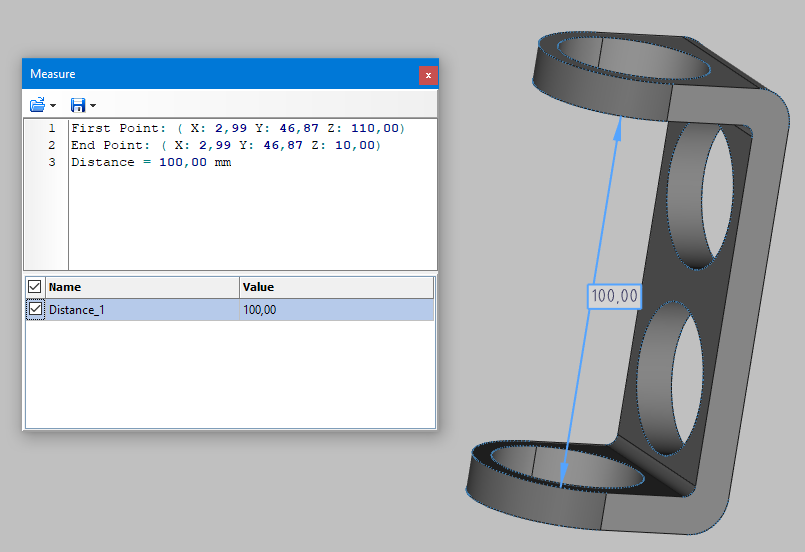 First mode of the Distance tool