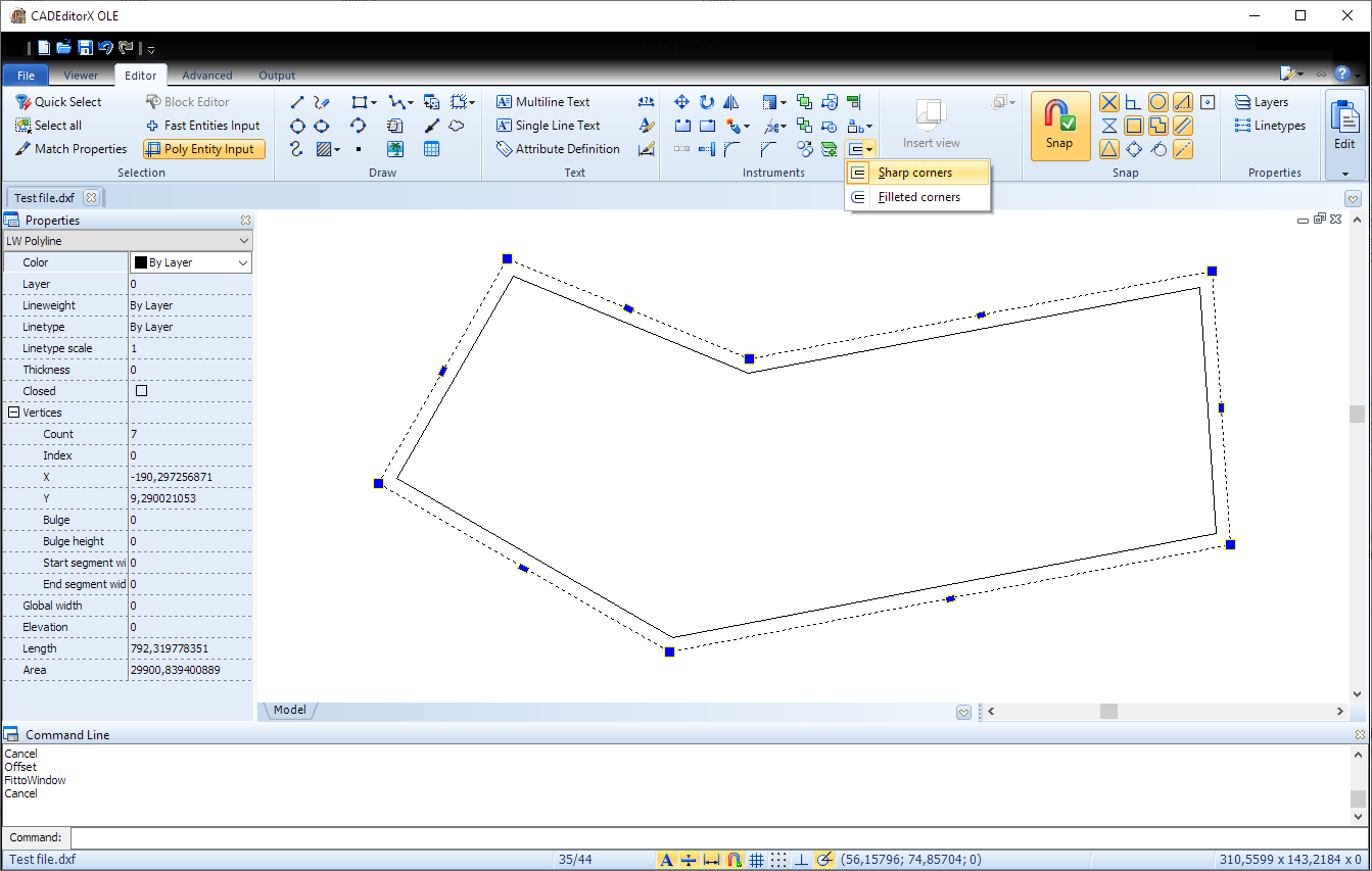 Offset tool in ABViewer 16